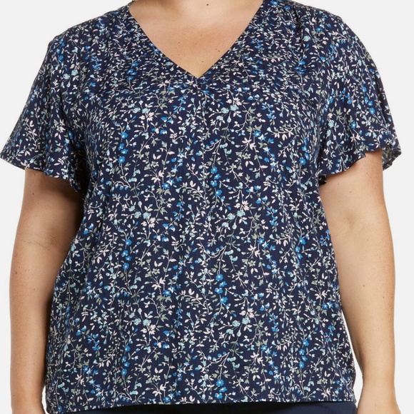 Caslon Navy Floral Blouse • M • Light & Airy Chic - Picture 1 of 3
